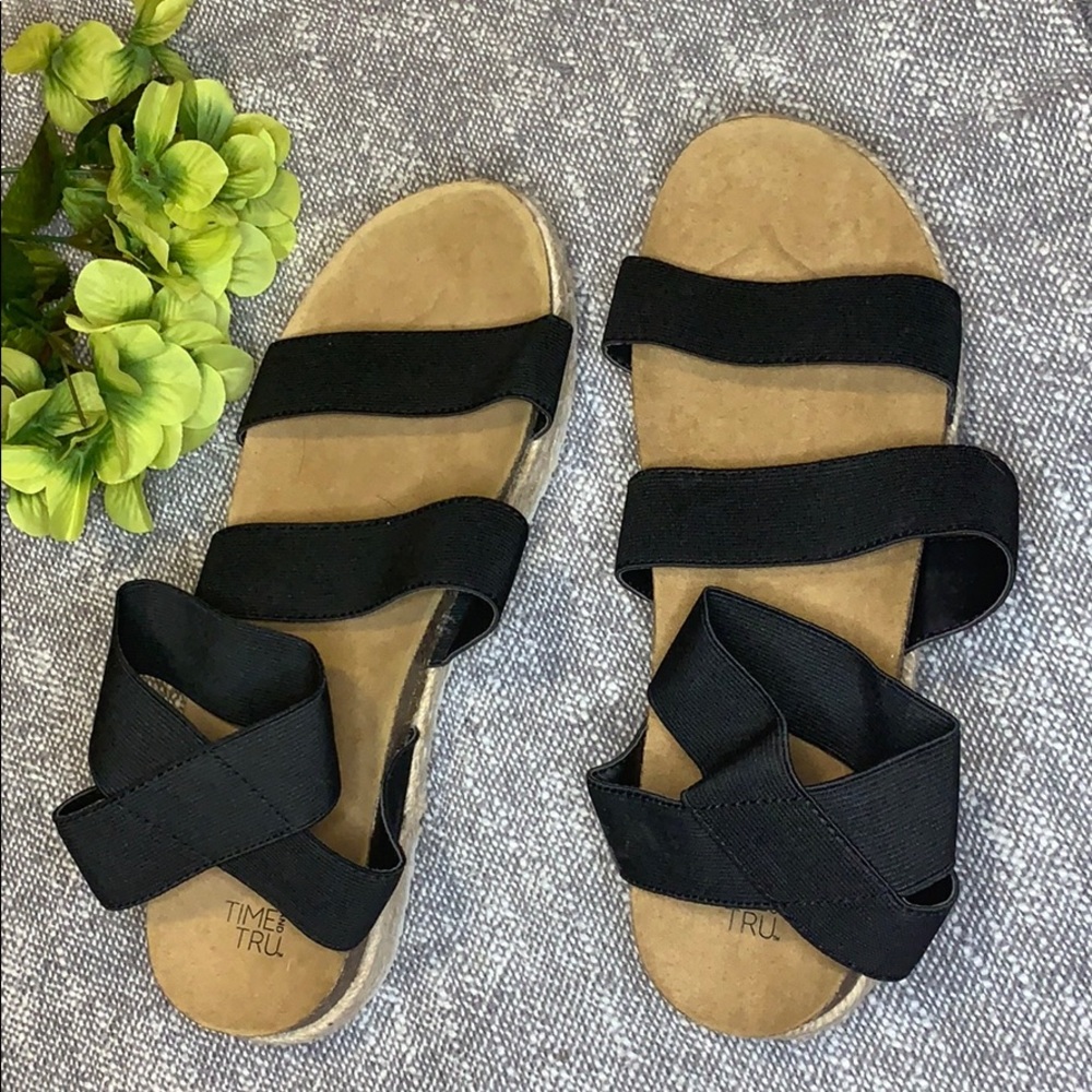 Women’s Black and Tan Wedge Sandal / Platforms